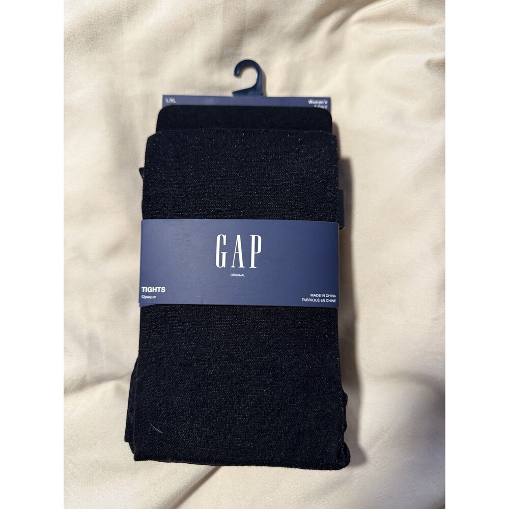 2 Pair GAP Women’s Tights L/XL – Black Shimmer & Black Opaque – NWT
